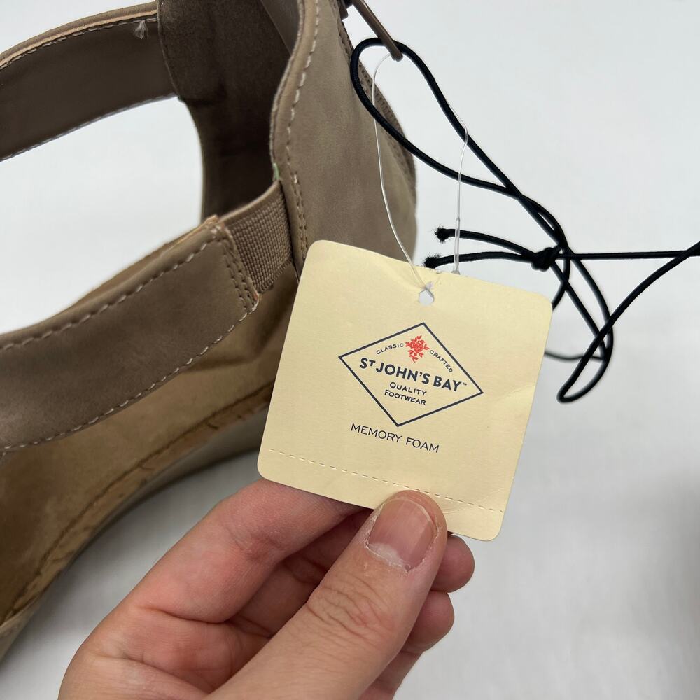 St. John's Bay Womens Taz Wedge Sandals Brown Porchini Size 10M - Picture 9 of 12